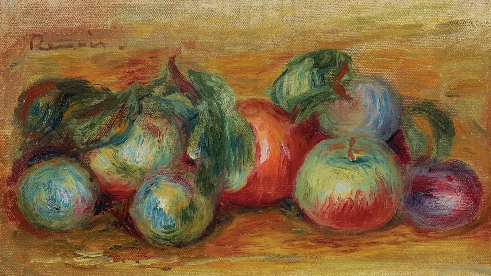 Pierre-Auguste Renoir - Natura morta con frutta pellicola backlit da Timeless Artworks