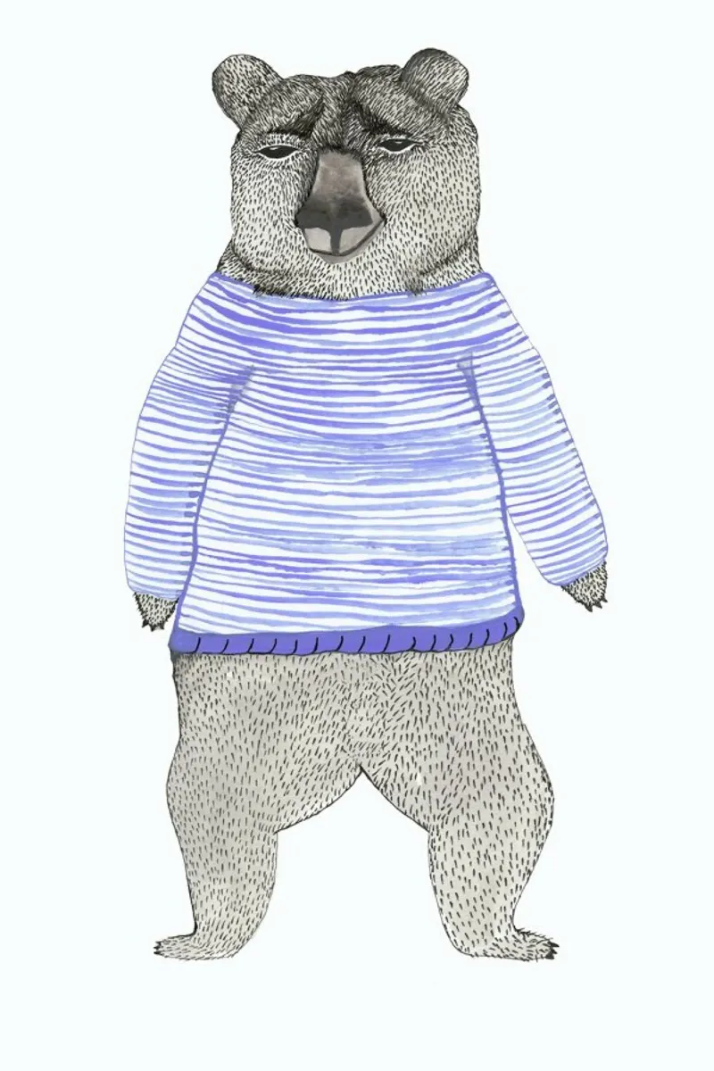 Bear with Stripes alluminio dibond da Atelier Mave