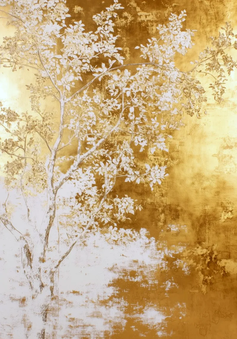 Albero bianco e oro pellicola backlit da Justyna Jaszke JBJart