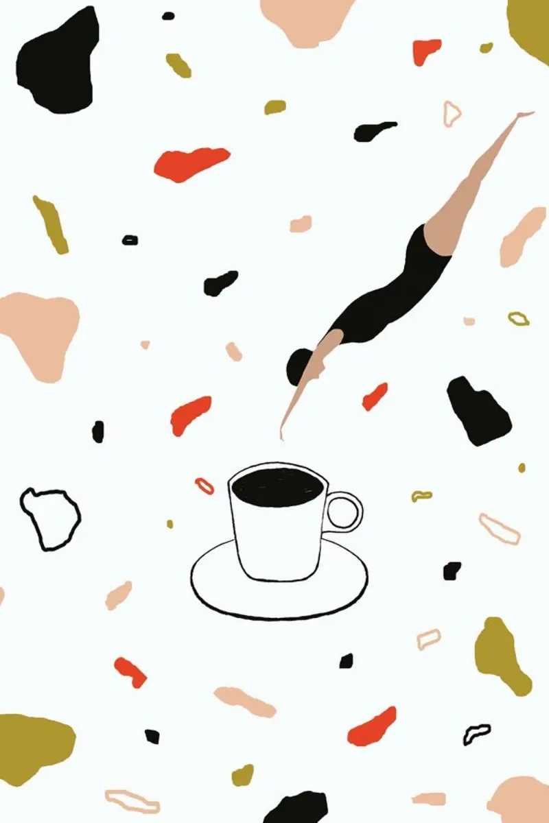 Coffee Lady poster con telaio in legno da Atelier Mave