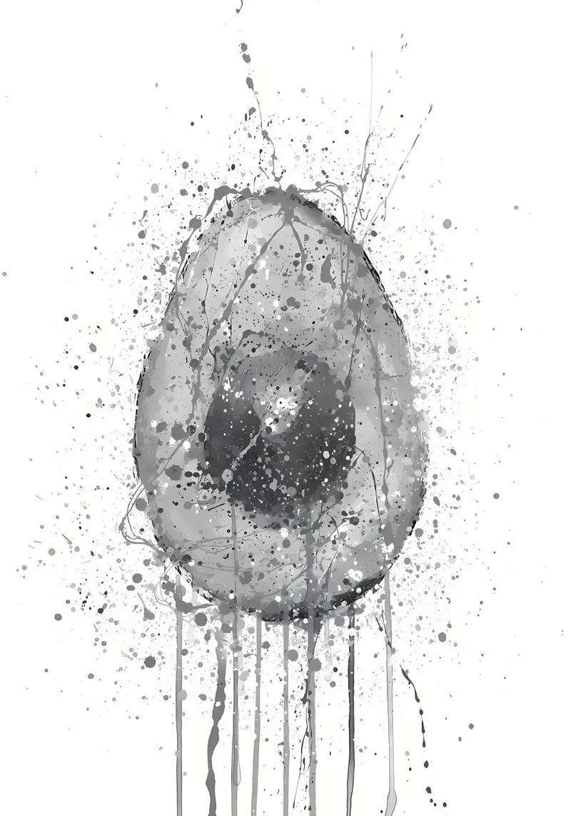 Avocado Grigio Vegetale poster con telaio in legno da Mimi