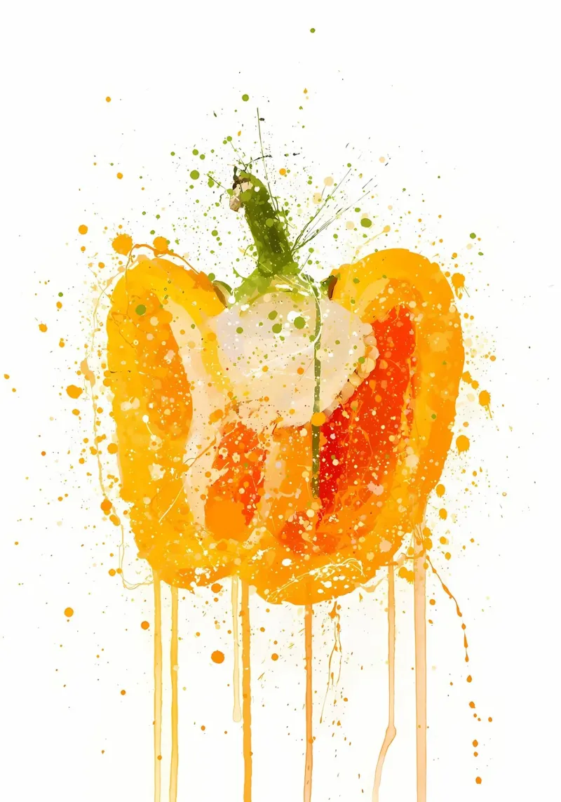 Oranje Paprika Groente acryl van Mimi