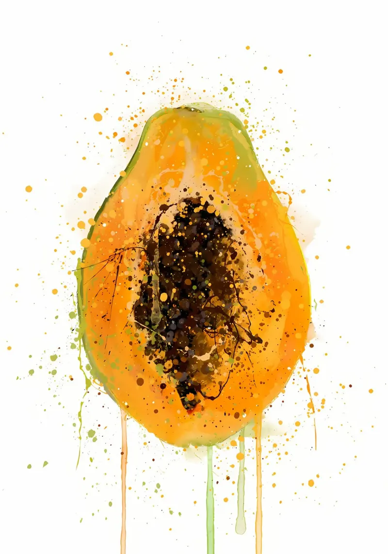 Frutto della papaya poster con telaio in legno da Mimi