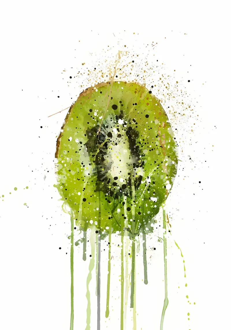 Watercolor Kiwi Fruit poster con telaio in legno da Mimi