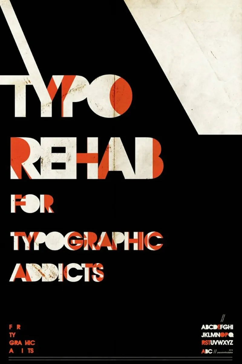 Typo rehab poster con telaio in legno da Petros Afshar