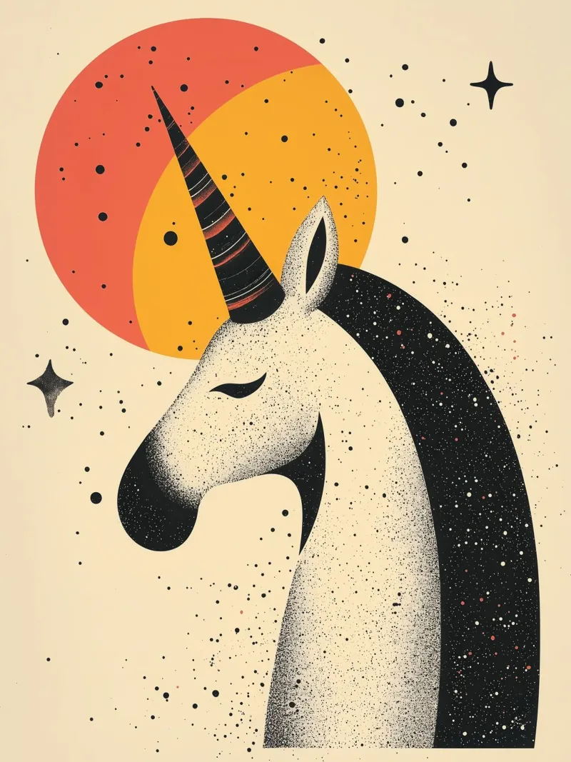 Unicorn with moon | Romantic print canvas by Autofocus