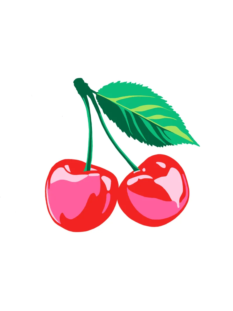 PopArt Cherry White poster con telaio in alluminio da @madebymrsblack