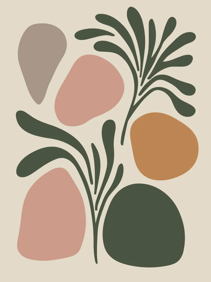 Boho Leaf & Abstract Shapes – Soft Pastel Minimalism hahnemühle van Soleil Basque