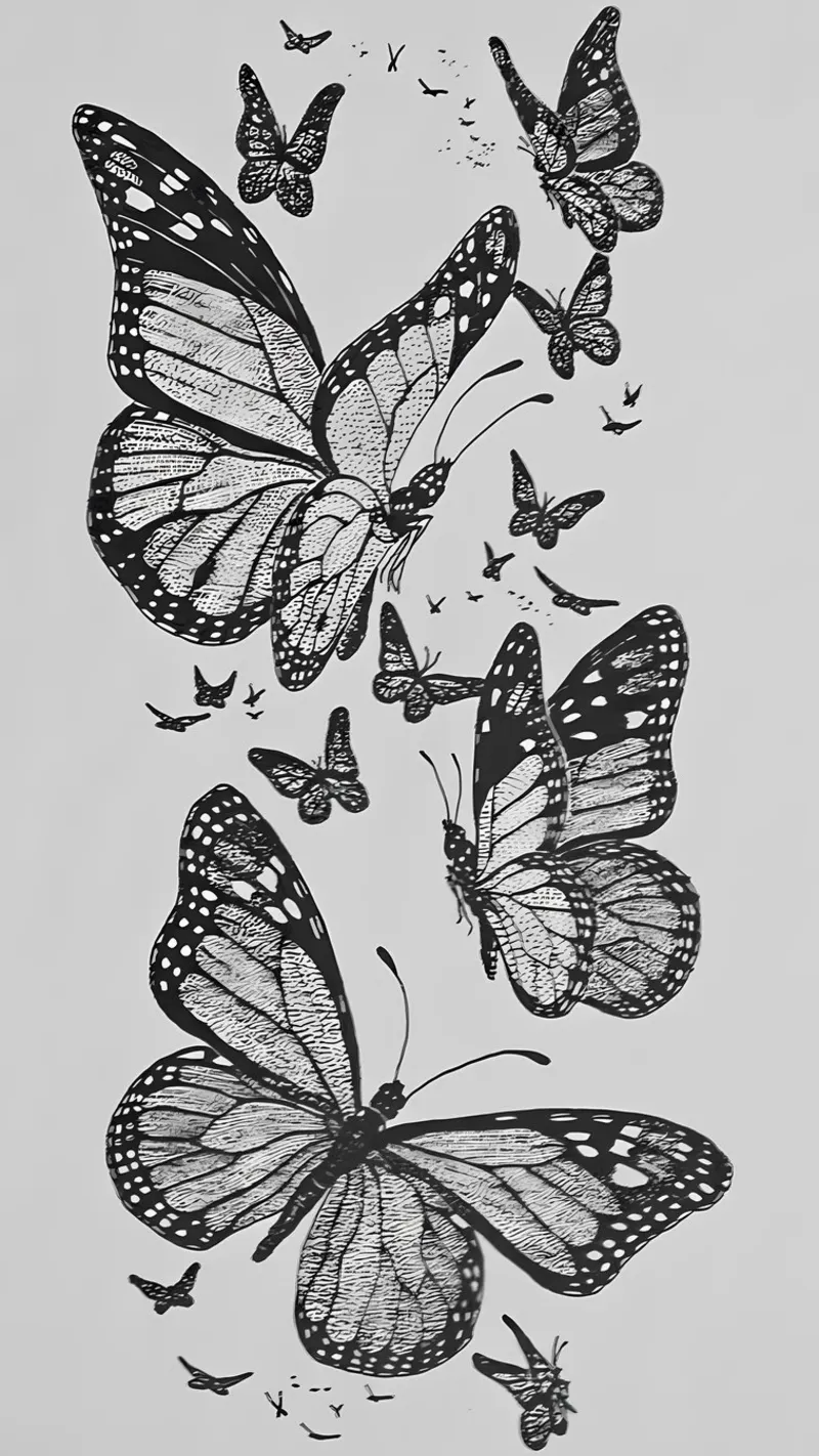 Drawing_ Monarch Butterflies canvas by mitaco