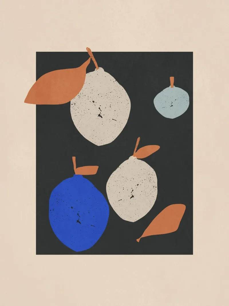Minimalist Abstract Lemons 2 canvas with Floater frame by LeaDArt