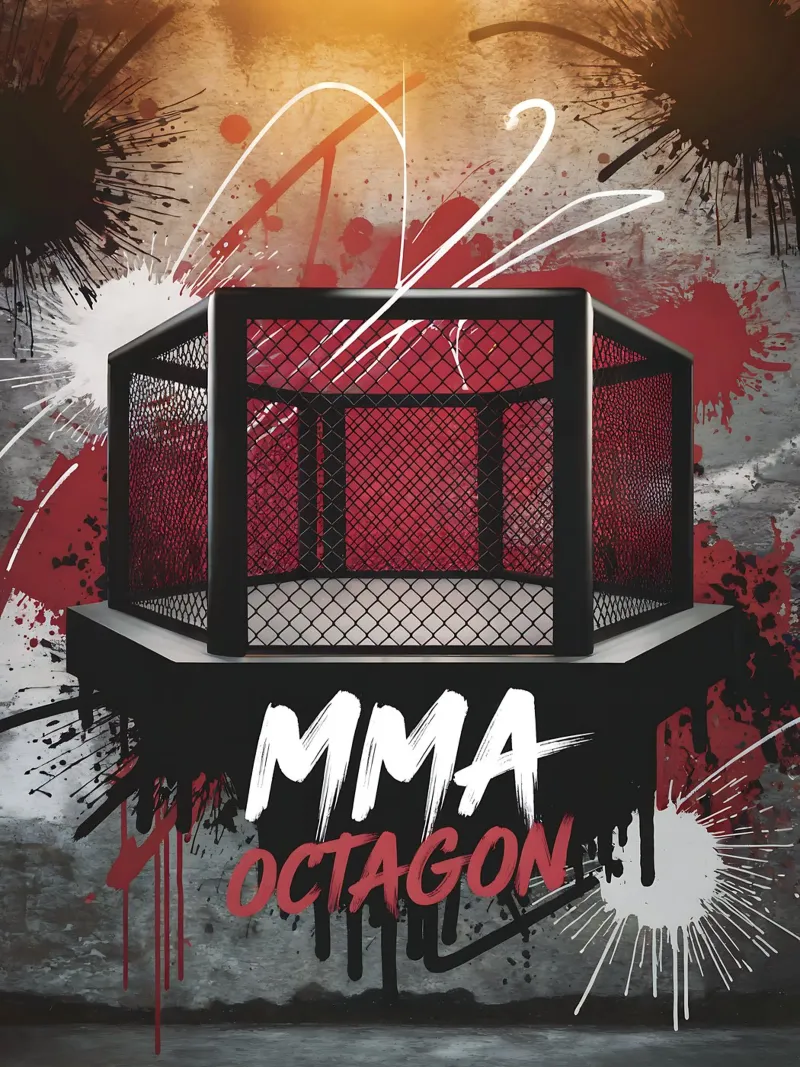 Combattimento urbano di MMA: l'ottagono poster con telaio in alluminio da GameDay Studio