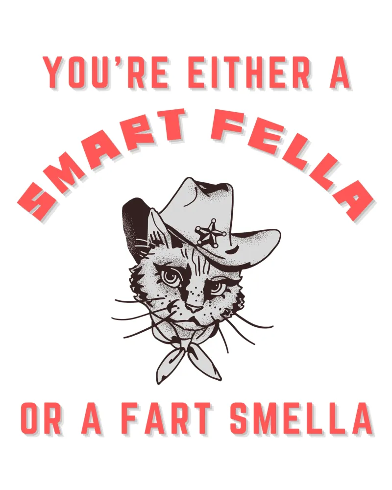 Cat Are You A Smart Fella Or Fart Smella Retro Cartoon poster con telaio in alluminio da ririedis