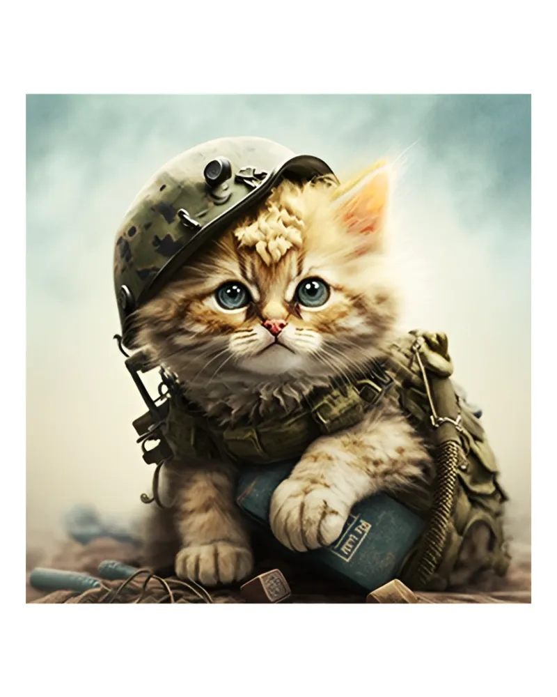 Gatto da mille metri con sguardo fisso Meme Art Design poster con telaio in legno da nirwanaart