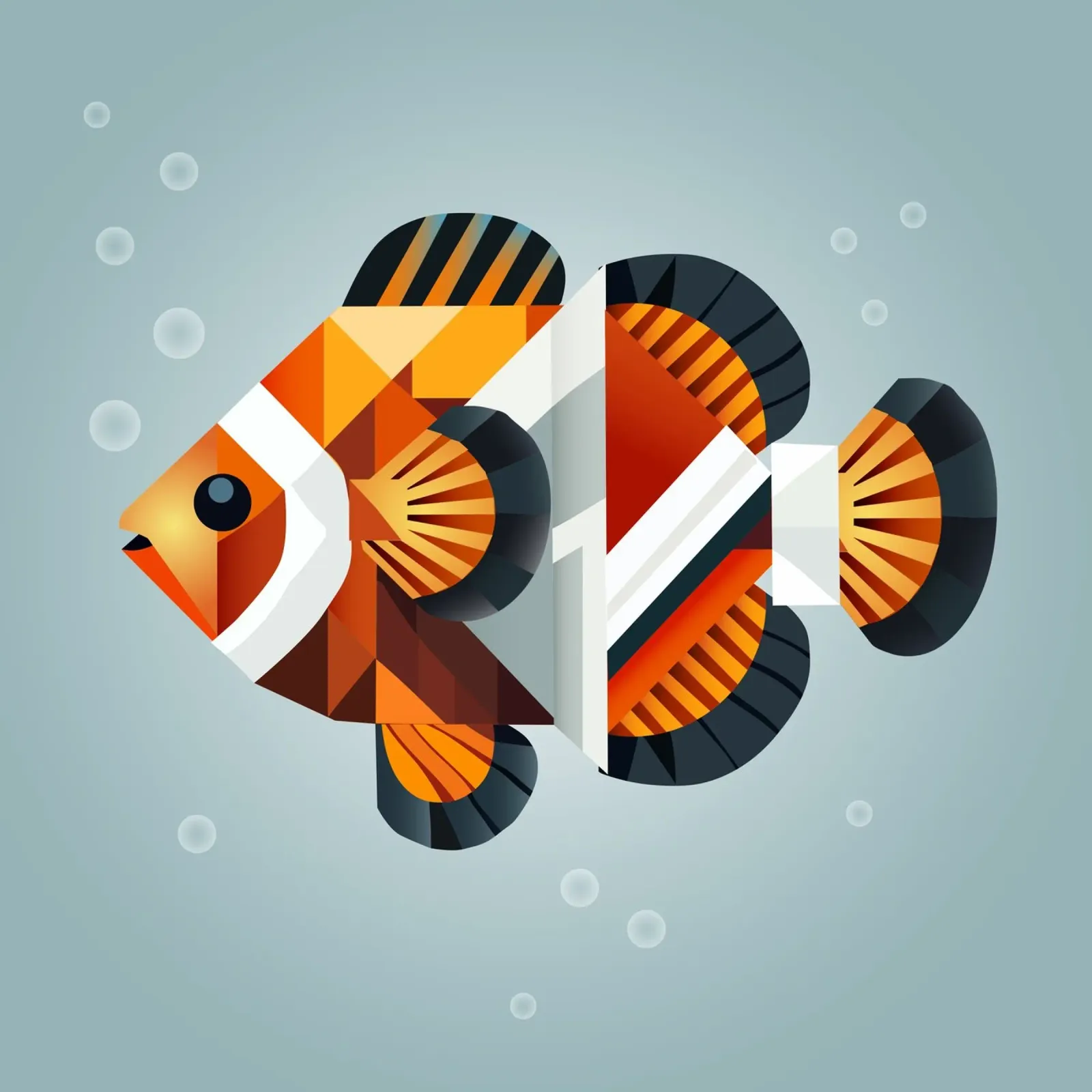 Geometrischer Clownfisch – Abstrakte Unterwasserwelt Hahnemühle von namosh
