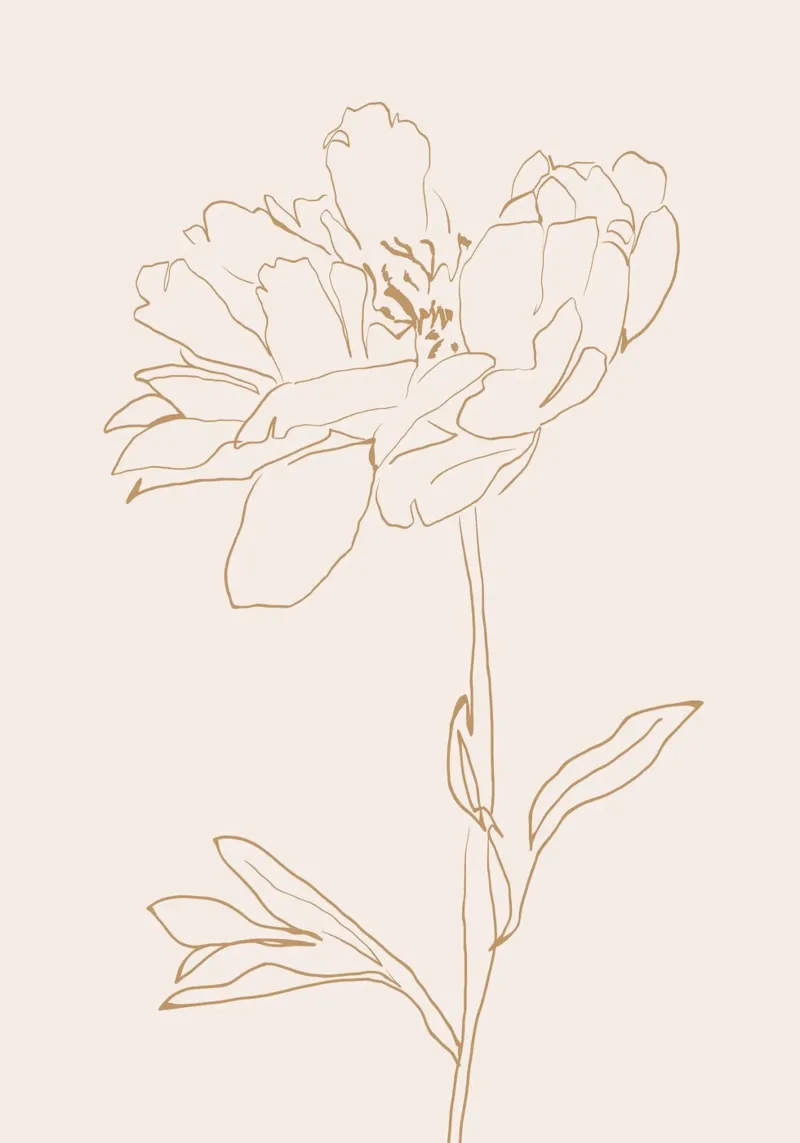 Dessin au trait de fleurs 10 poster de LeaDArt
