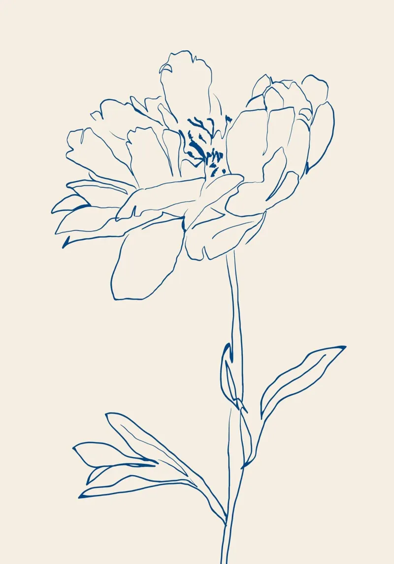 Dessin au trait de fleurs 11 poster de LeaDArt