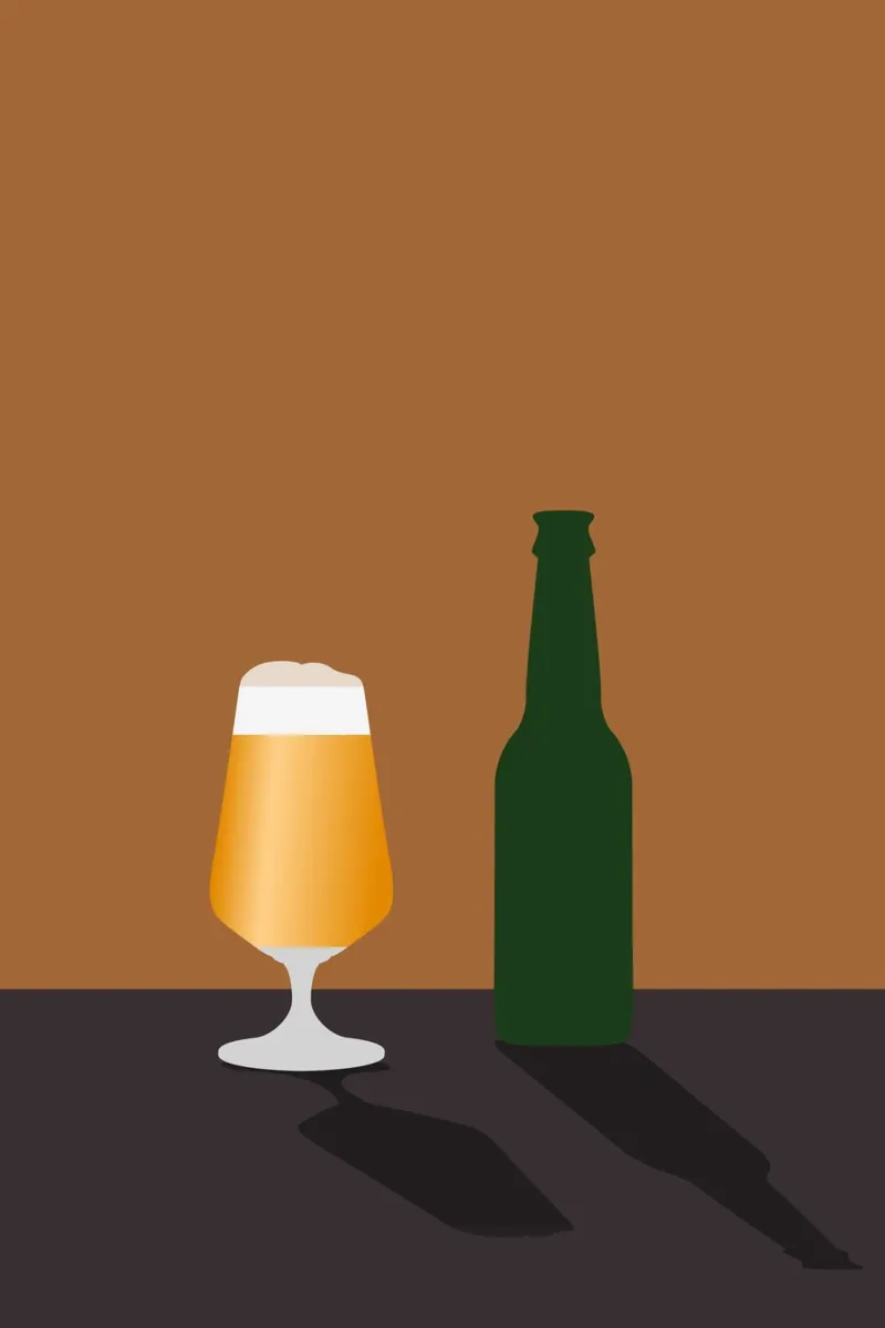 Bicchiere e bottiglia di birra minimali pellicola backlit da minimalist designs