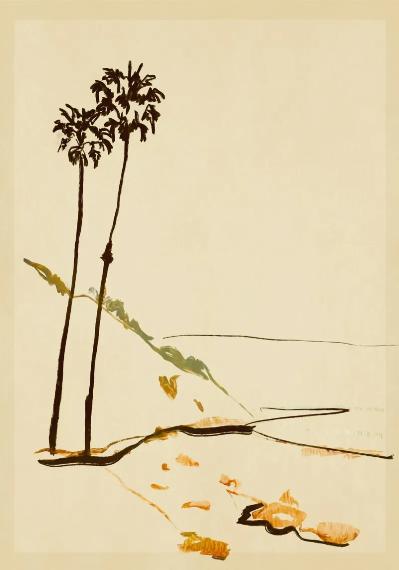 Landschap Schetskunst canvas met Baklijst van LeaDArt