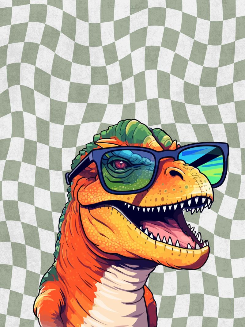 T-Rex Swagger pellicola backlit da Doodle Dreams Art