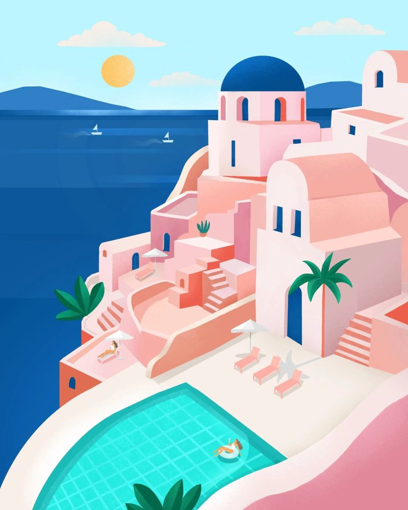 Santorini Print poster da PetrArts