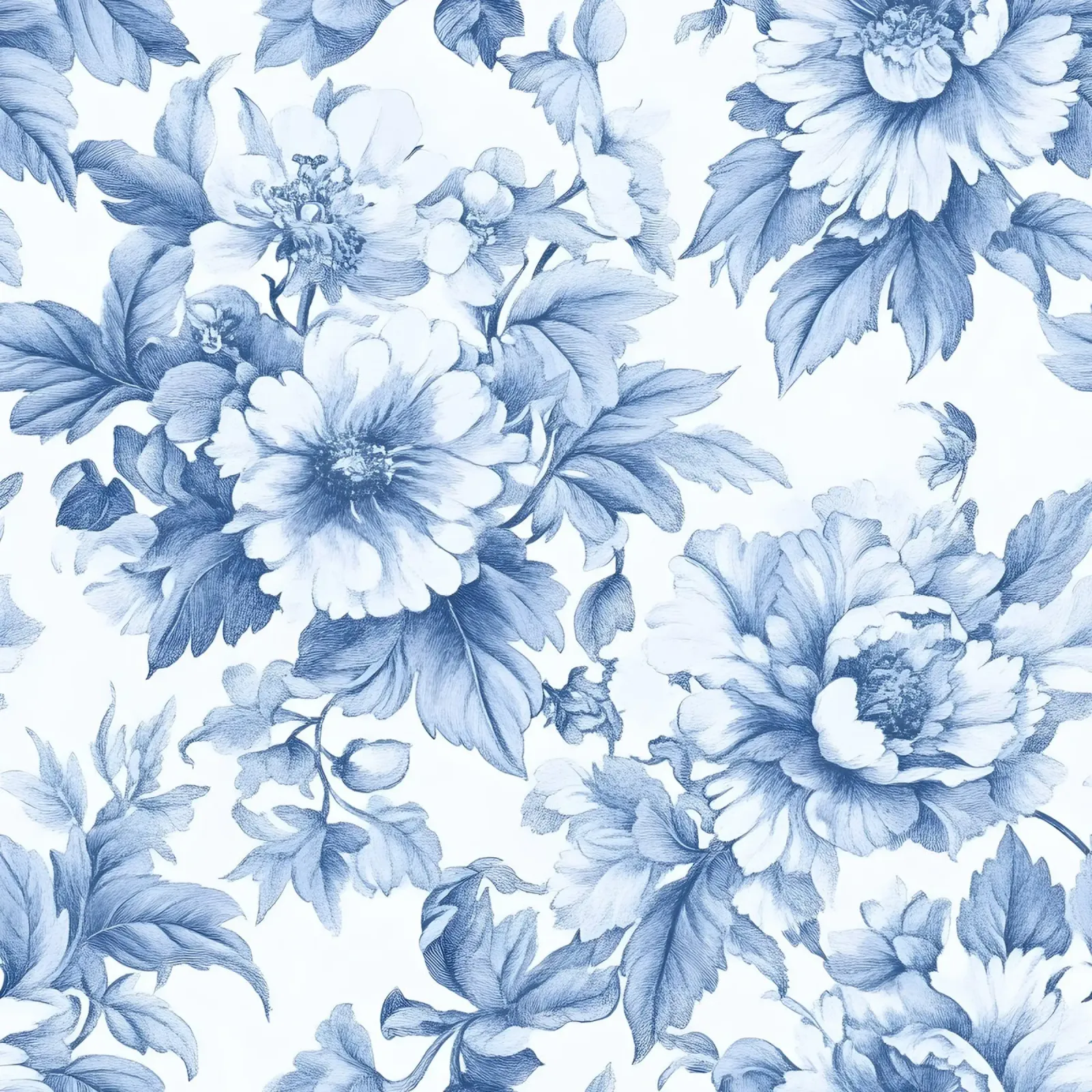 Motivo Toile francese blu poster con telaio in legno da Floral Decor & Stylish T-Shirts