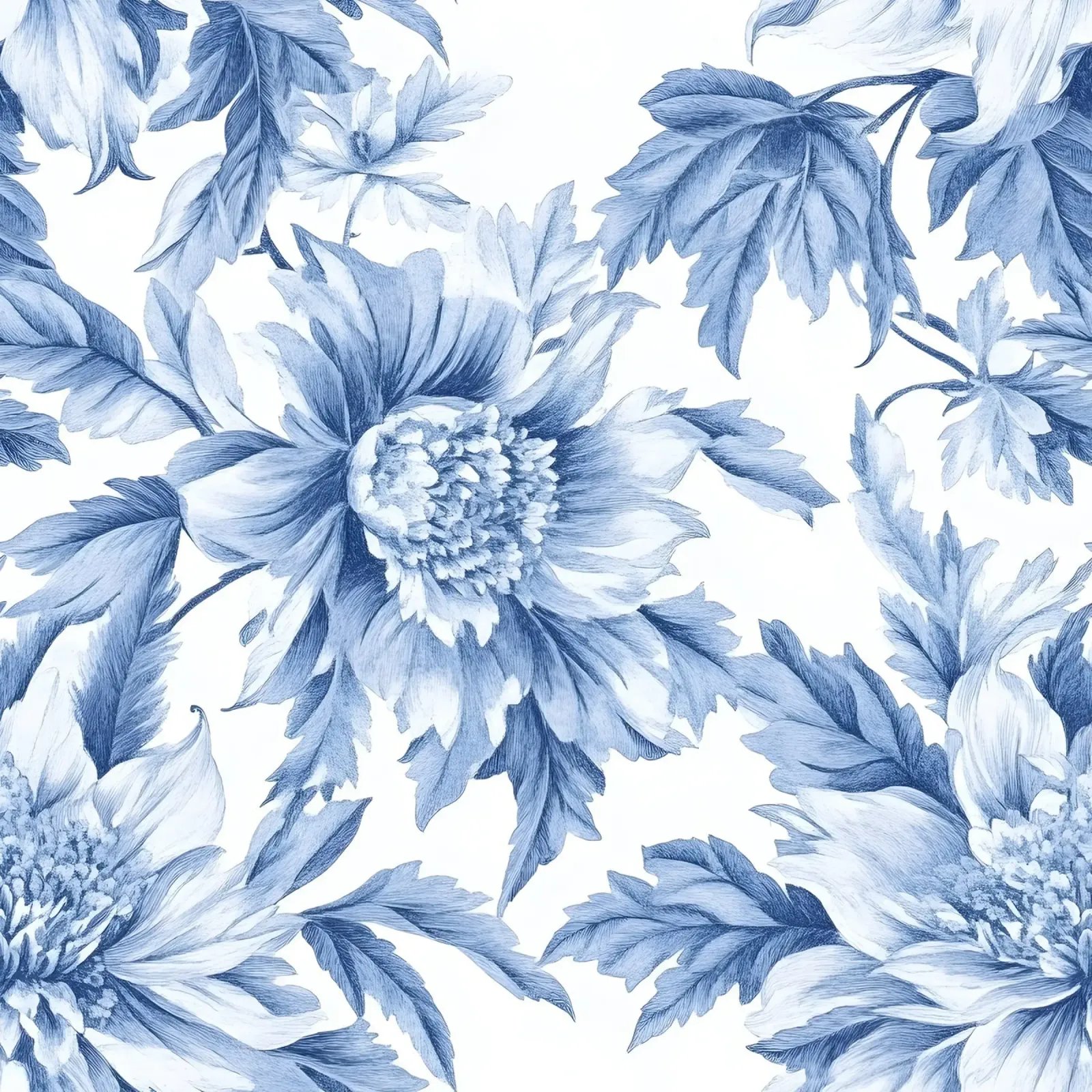 Motivo Toile francese blu poster con telaio in legno da Floral Decor & Stylish T-Shirts
