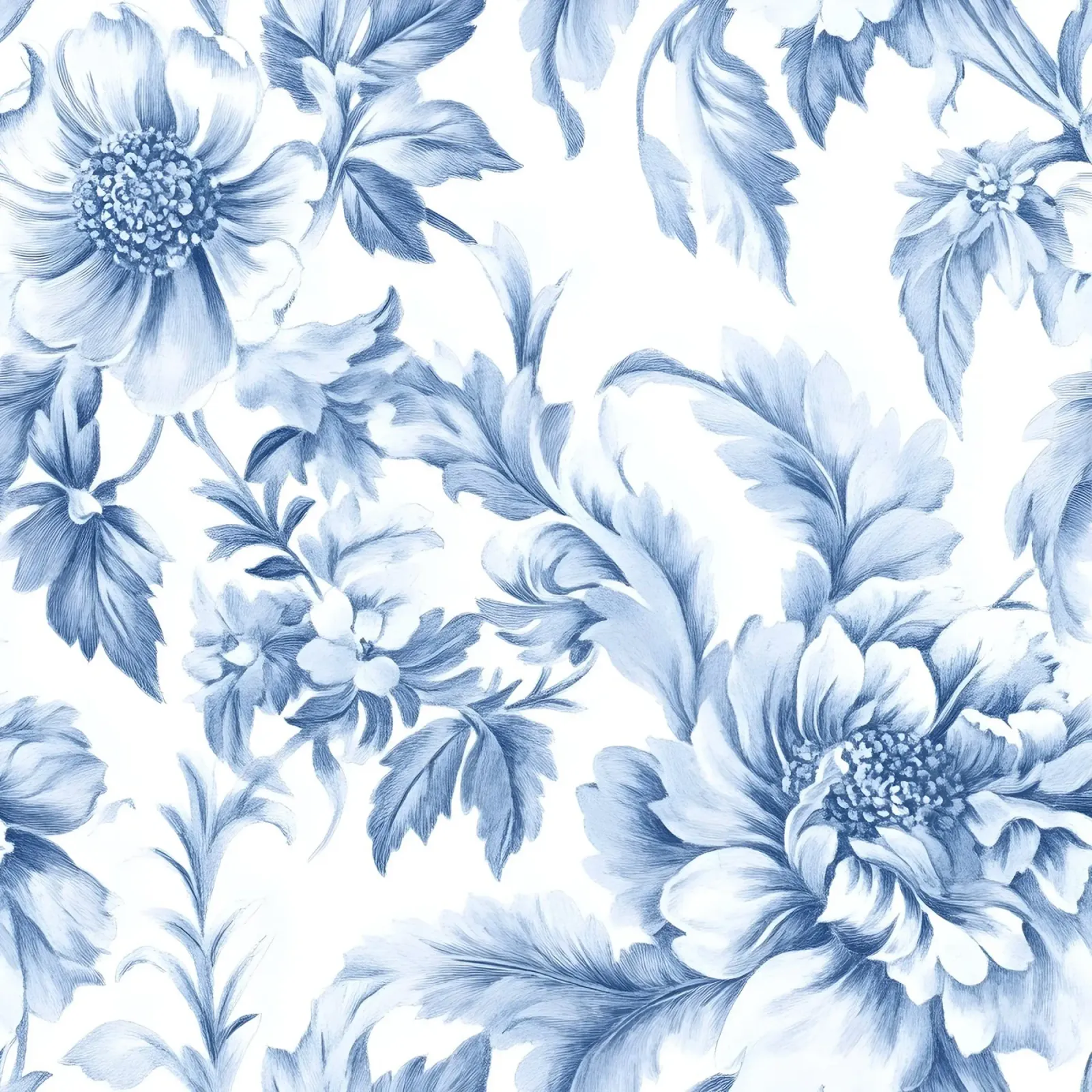 Motivo Toile francese blu poster con telaio in legno da Floral Decor & Stylish T-Shirts