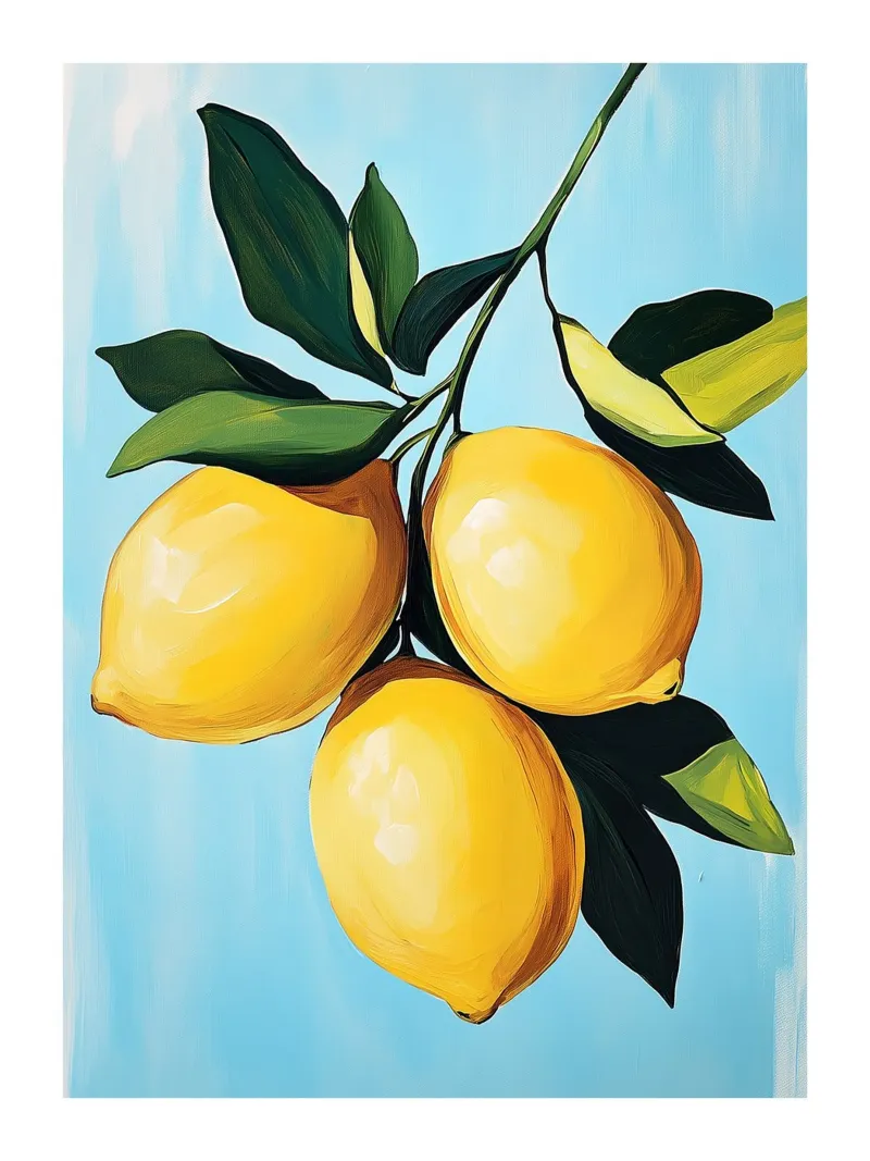 Sunny lemons on a blue background acrylic glass by Spice & Style