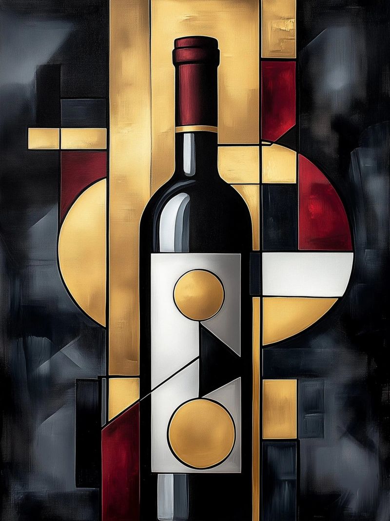 Wine bottle in abstract art poster by Spice & Style