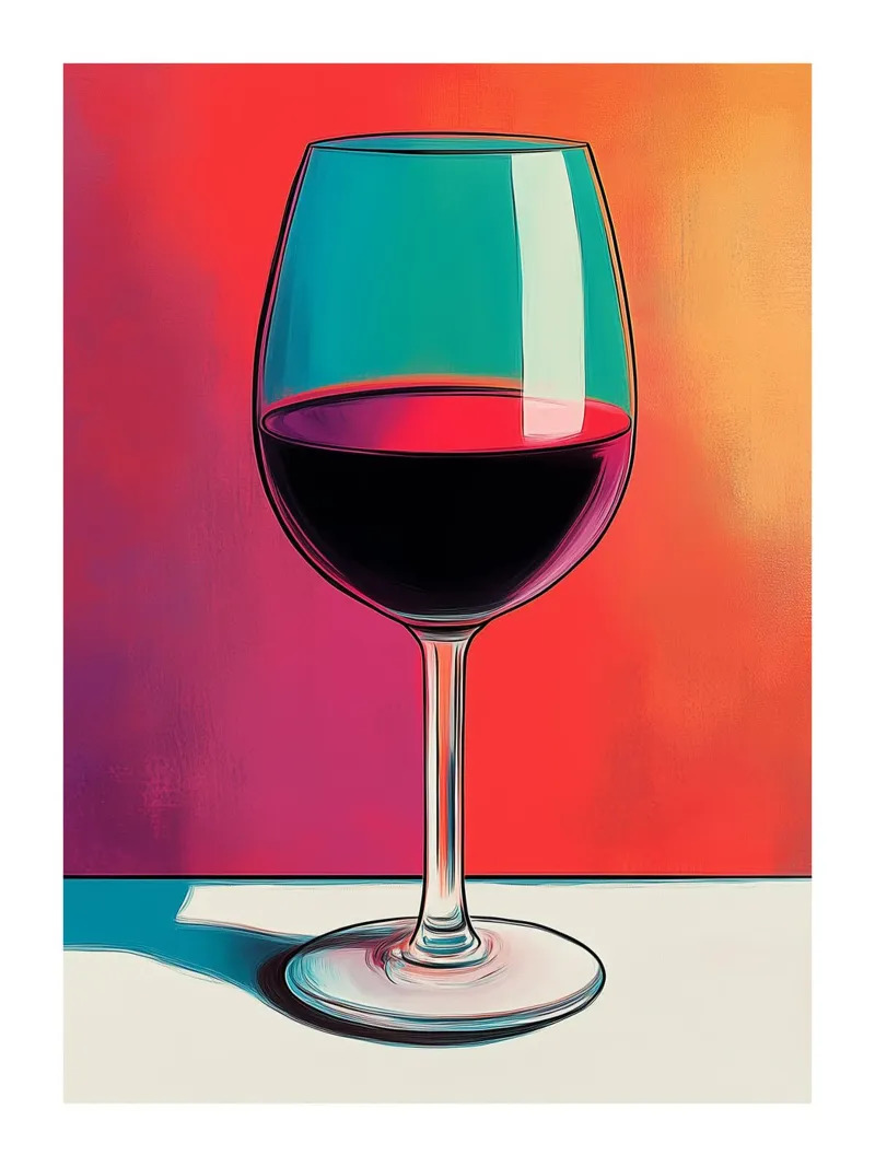 Bicchiere da vino rosso moderno poster con telaio in alluminio da Spice & Style