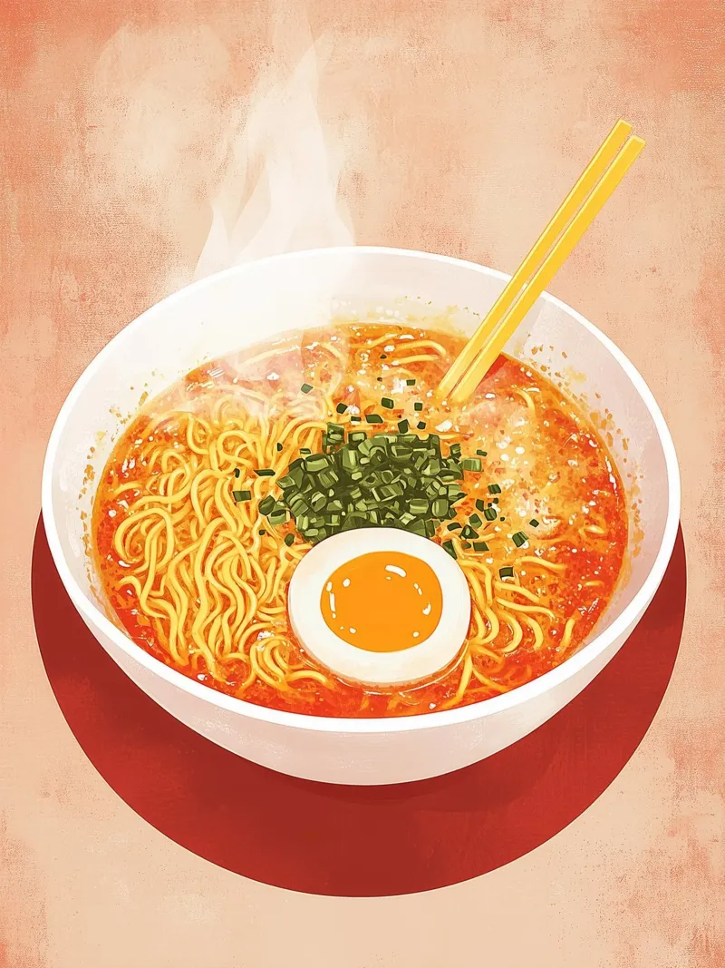 Ciotola di ramen épicé poster con telaio in plastica da Spice & Style
