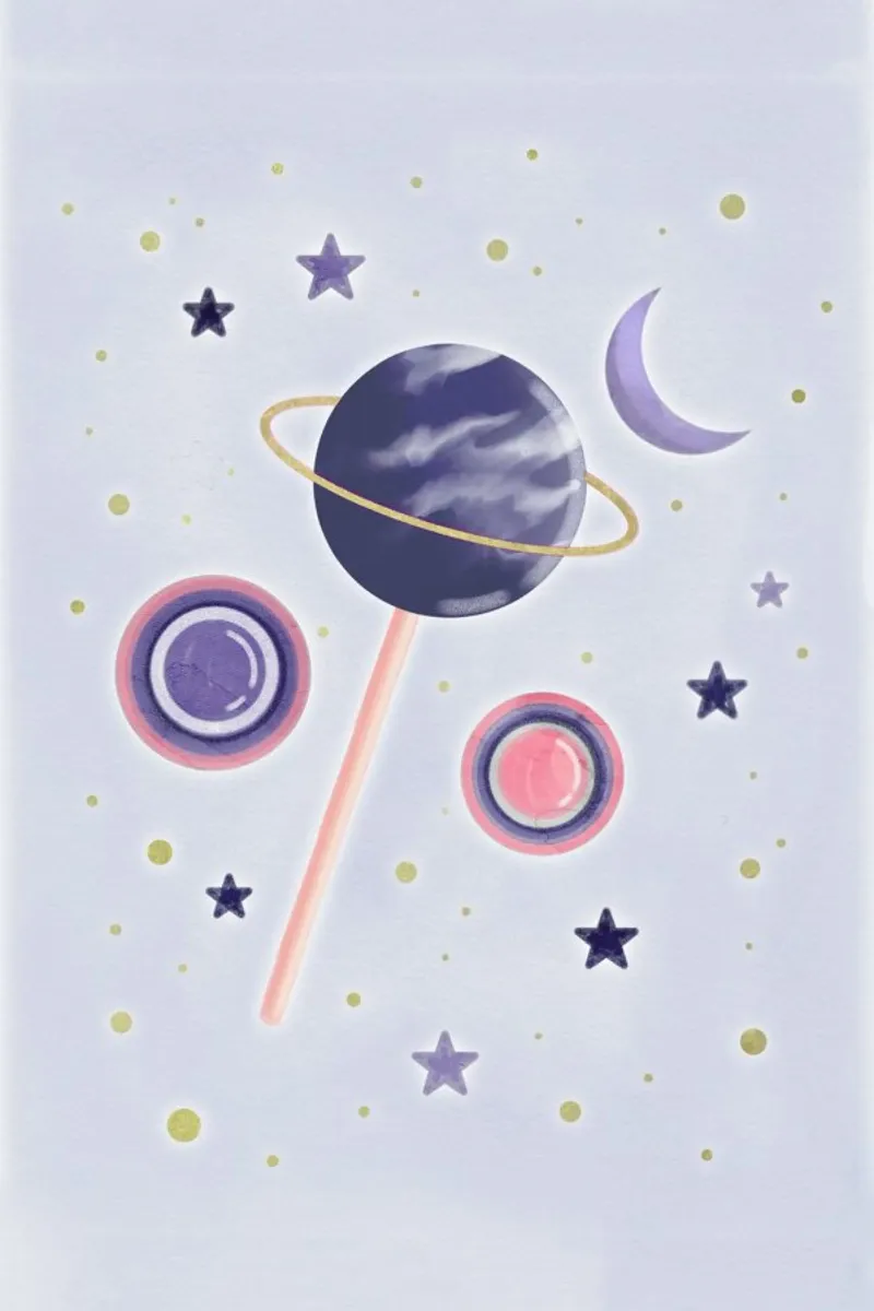 Lollipop Planet poster con telaio in legno da cafelab