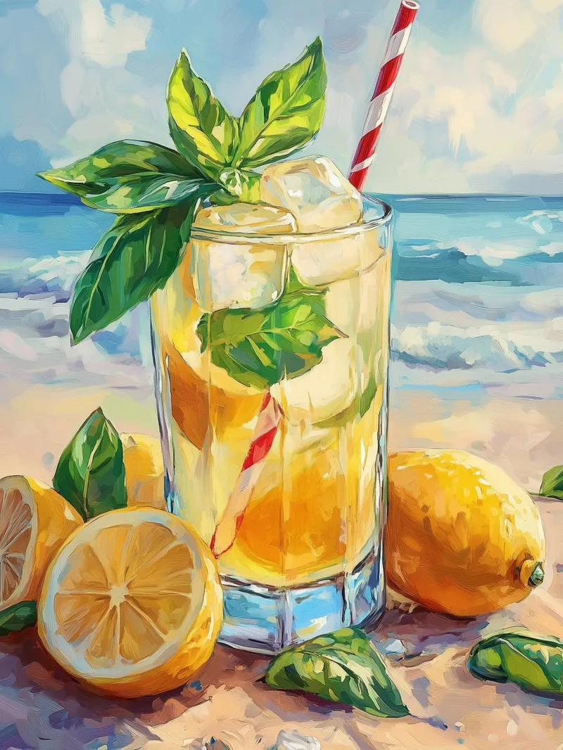 Limonata fresca in riva al mare poster con telaio in legno da Spice & Style