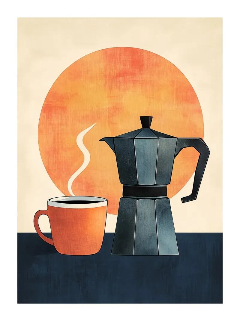 Caffè mattutino con macchina da caffè italiana poster da Spice & Style