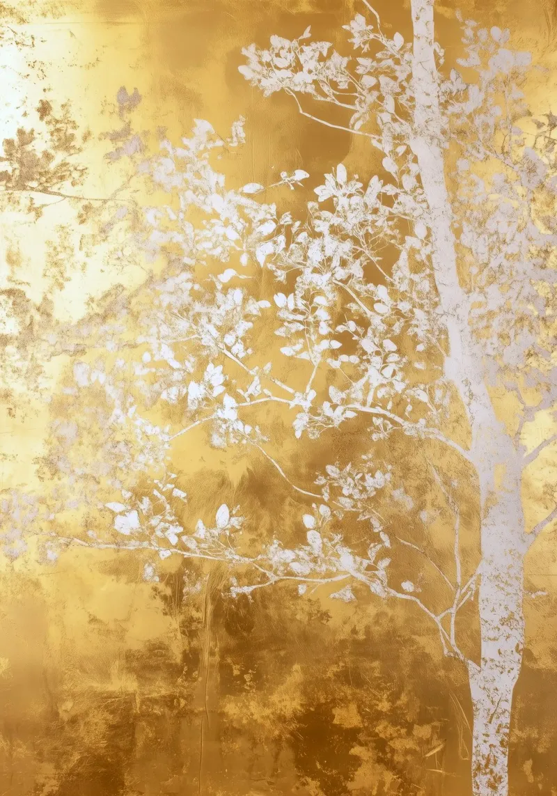 Albero artistico bianco e oro pellicola backlit da Justyna Jaszke JBJart