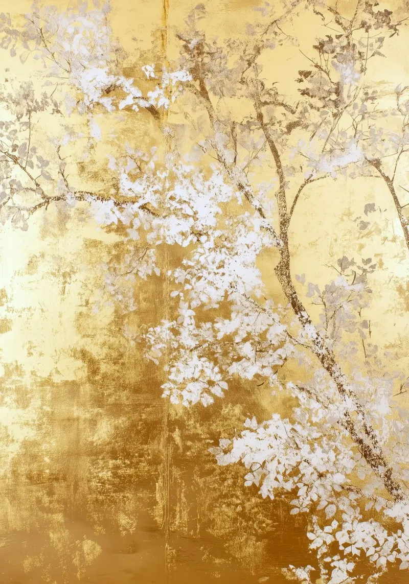 Albero artistico bianco e oro pellicola backlit da Justyna Jaszke JBJart
