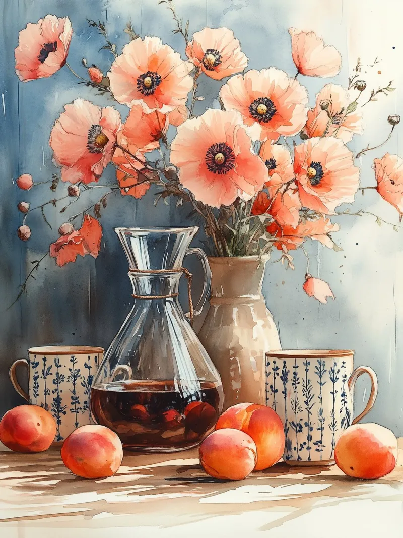 Natura morta con papaveri poster da Spice & Style