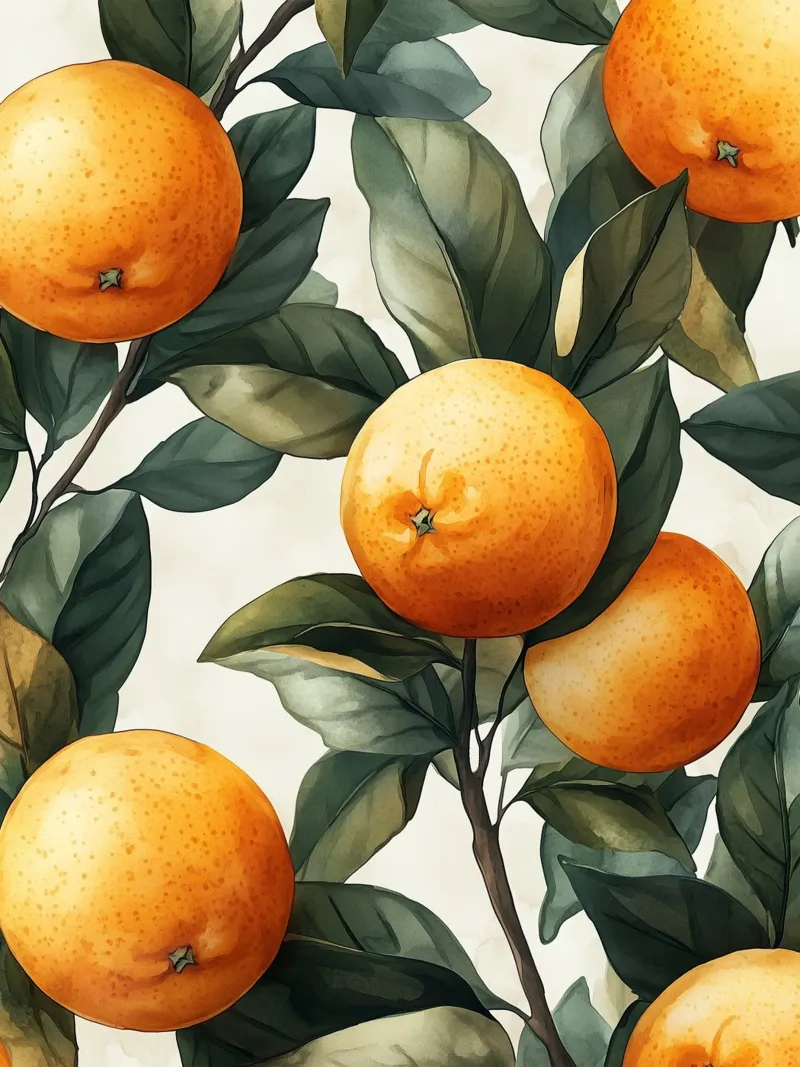 Oranges on branches canvas with Floater frame by Spice & Style