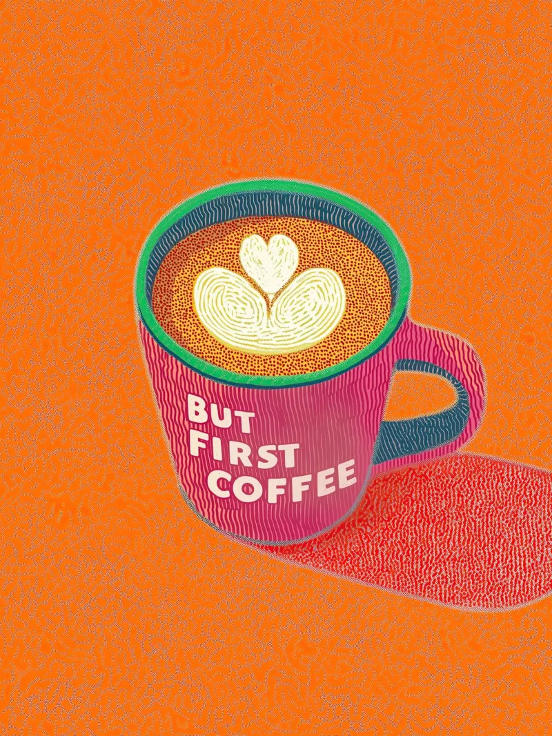 Ma prima il caffè! Poster tipografico d'epoca Latte Art pellicola backlit da Kaji