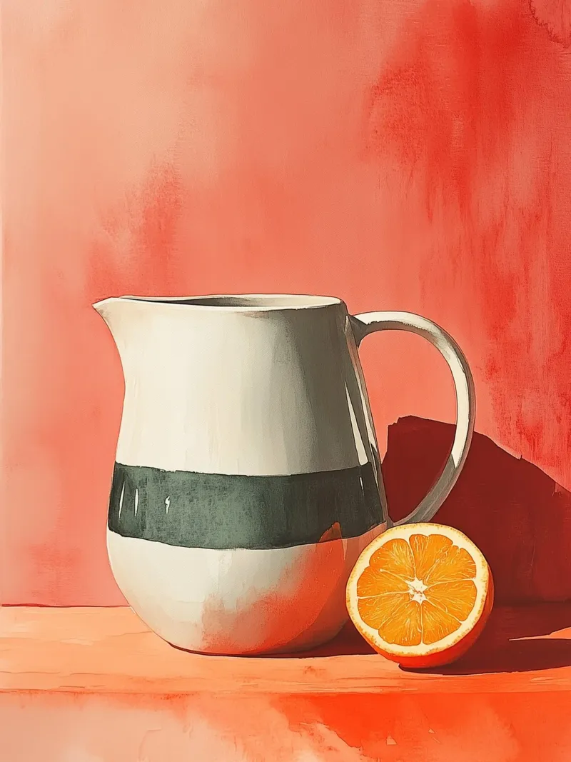 Pitcher and orange canvas by Spice & Style