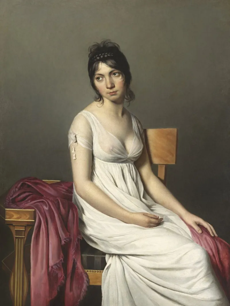 Jacques-Louis David - Ritratto di giovane donna in bianco alluminio dibond da William Store