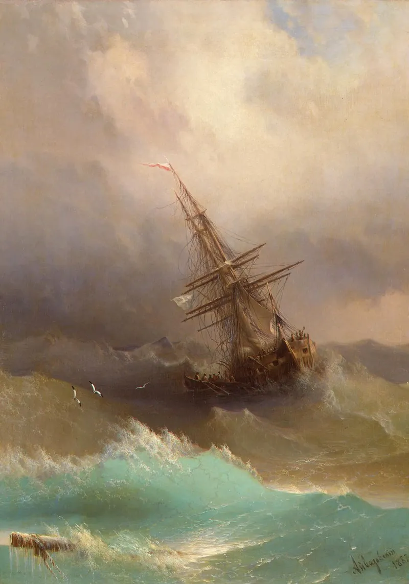 Ivan Aivazovsky - Nave nel mare in tempesta pellicola backlit da William Store