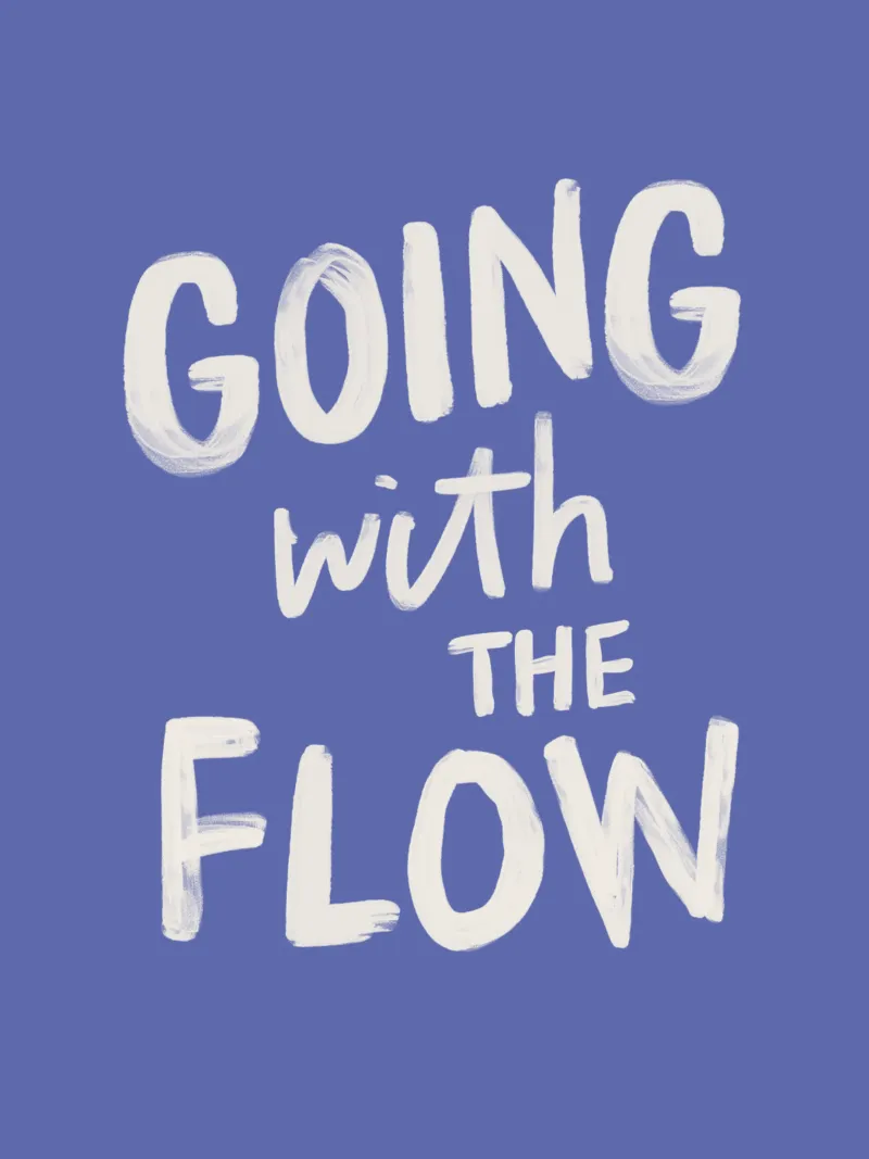 Going with the Flow, design tipografico dipinto a mano in blu carta hahnemühle da THE MOTIVATED TYPE