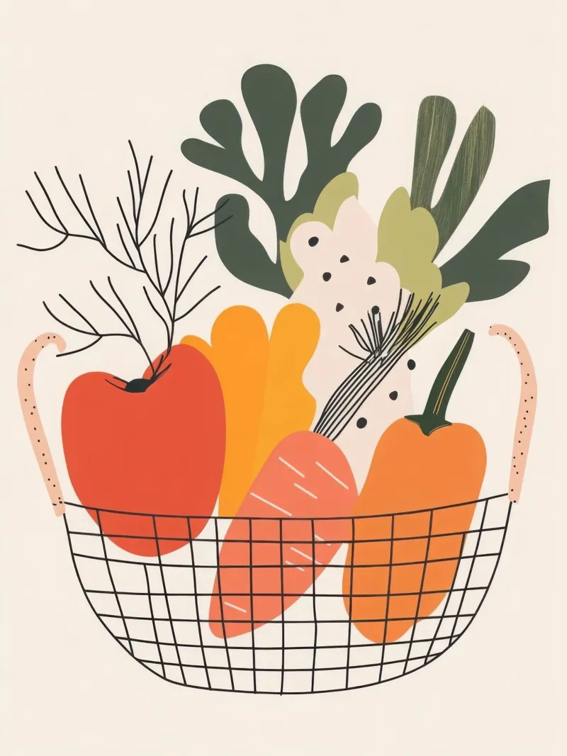 Panier d'abondance - L'essenza delle piante nel design poster con telaio in alluminio da Pop and Fruits - Affiches & posters