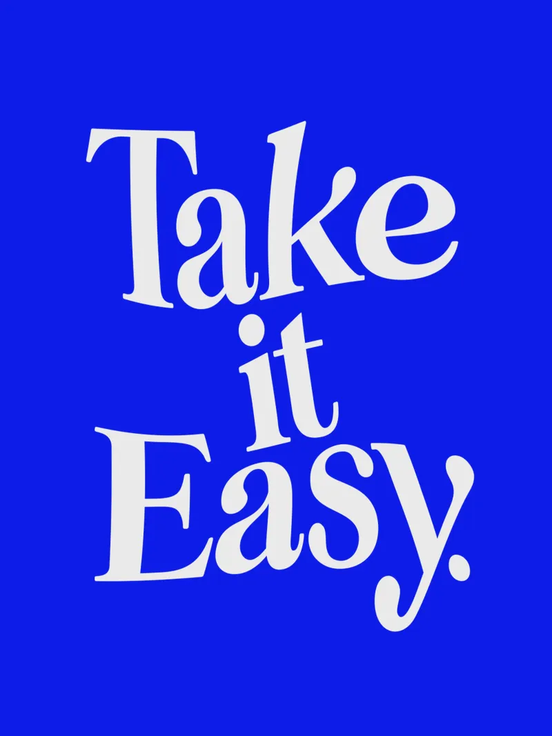 Take it Easy Blue Vintage Minimalist Typography Design carta hahnemühle da THE MOTIVATED TYPE