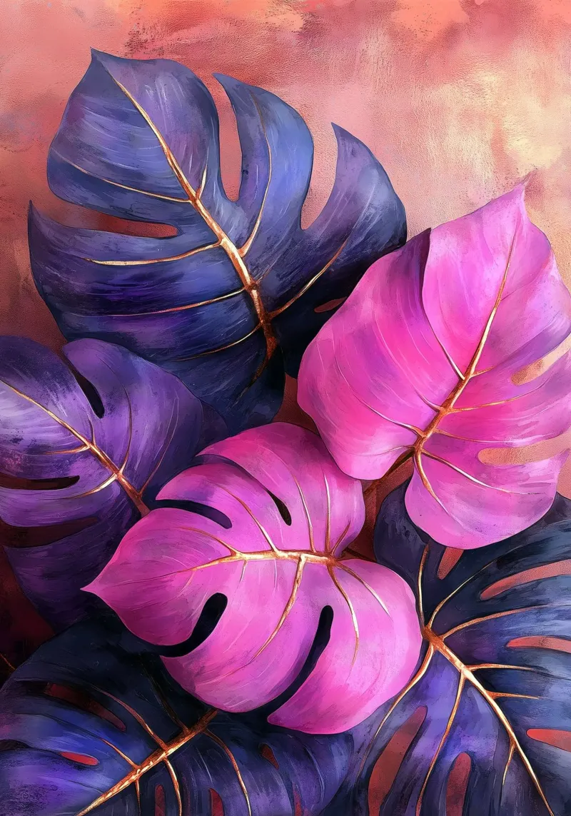 Monstera a foglie viola pellicola backlit da Justyna Jaszke JBJart