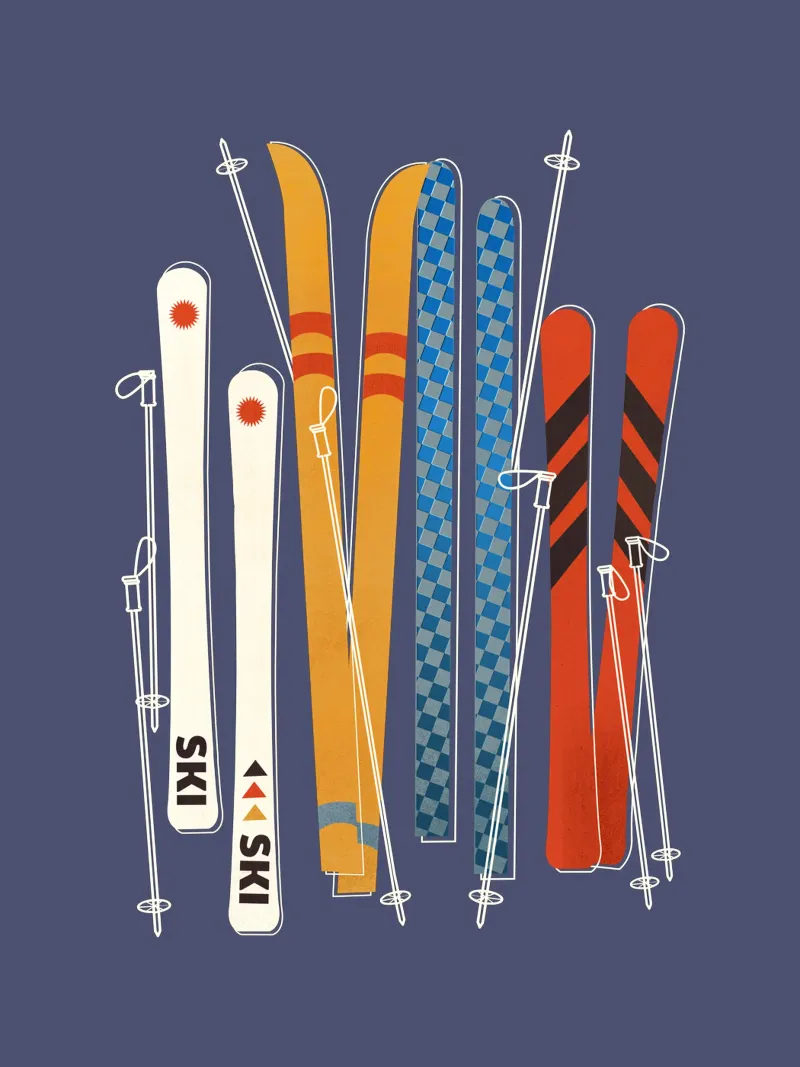 Retro Ski Illustration - Vintage Alpine Skis Winter Sports A backlit film by showmemars