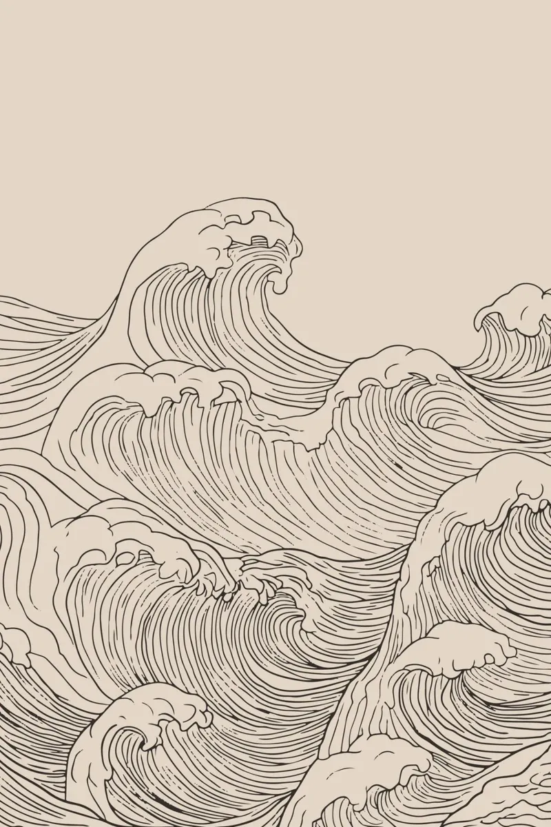 Vague de l'océan Dessin au trait minimaliste hahnemühle de Melloi Art Print