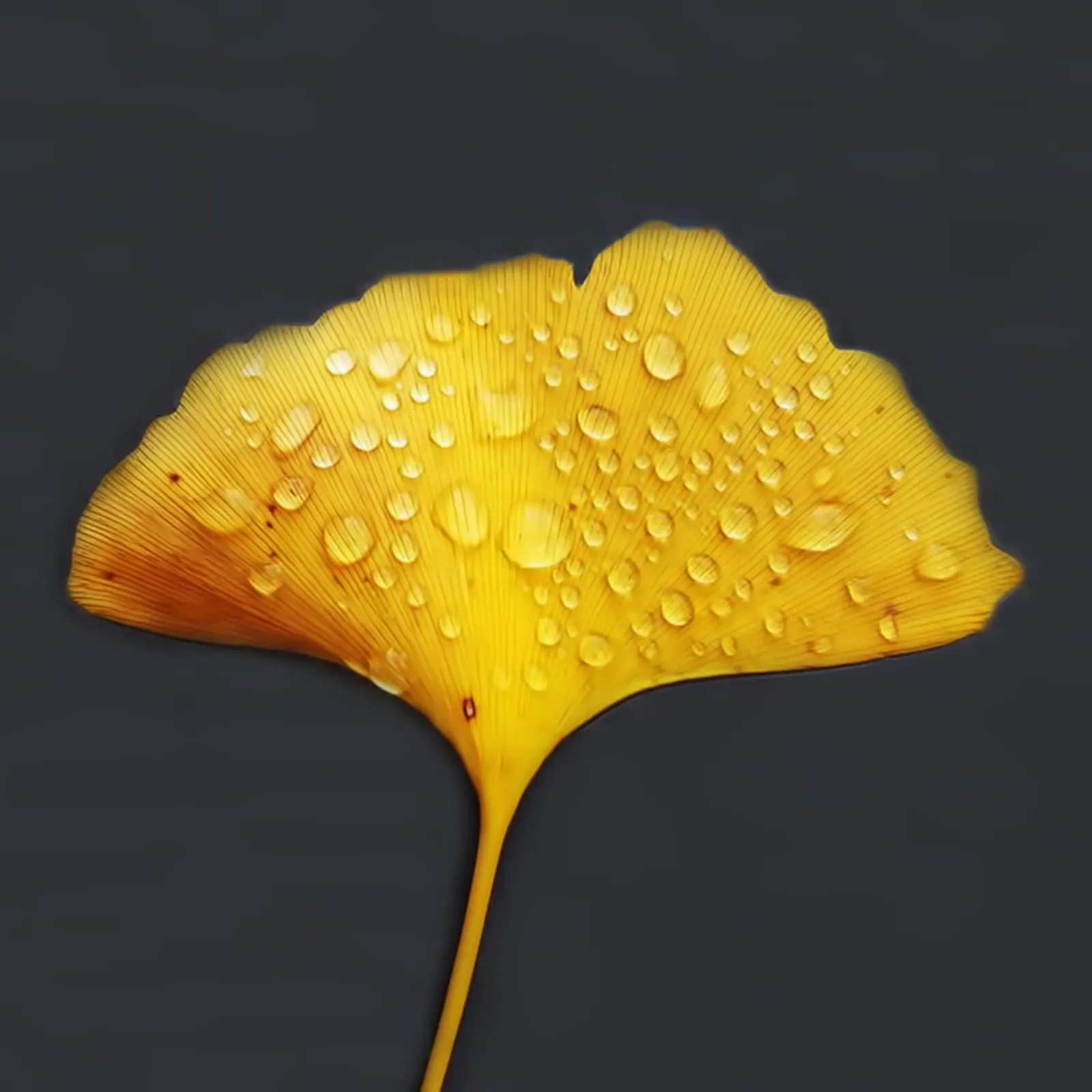 Ginkgo leaf and dew drops canvas by Teresa André