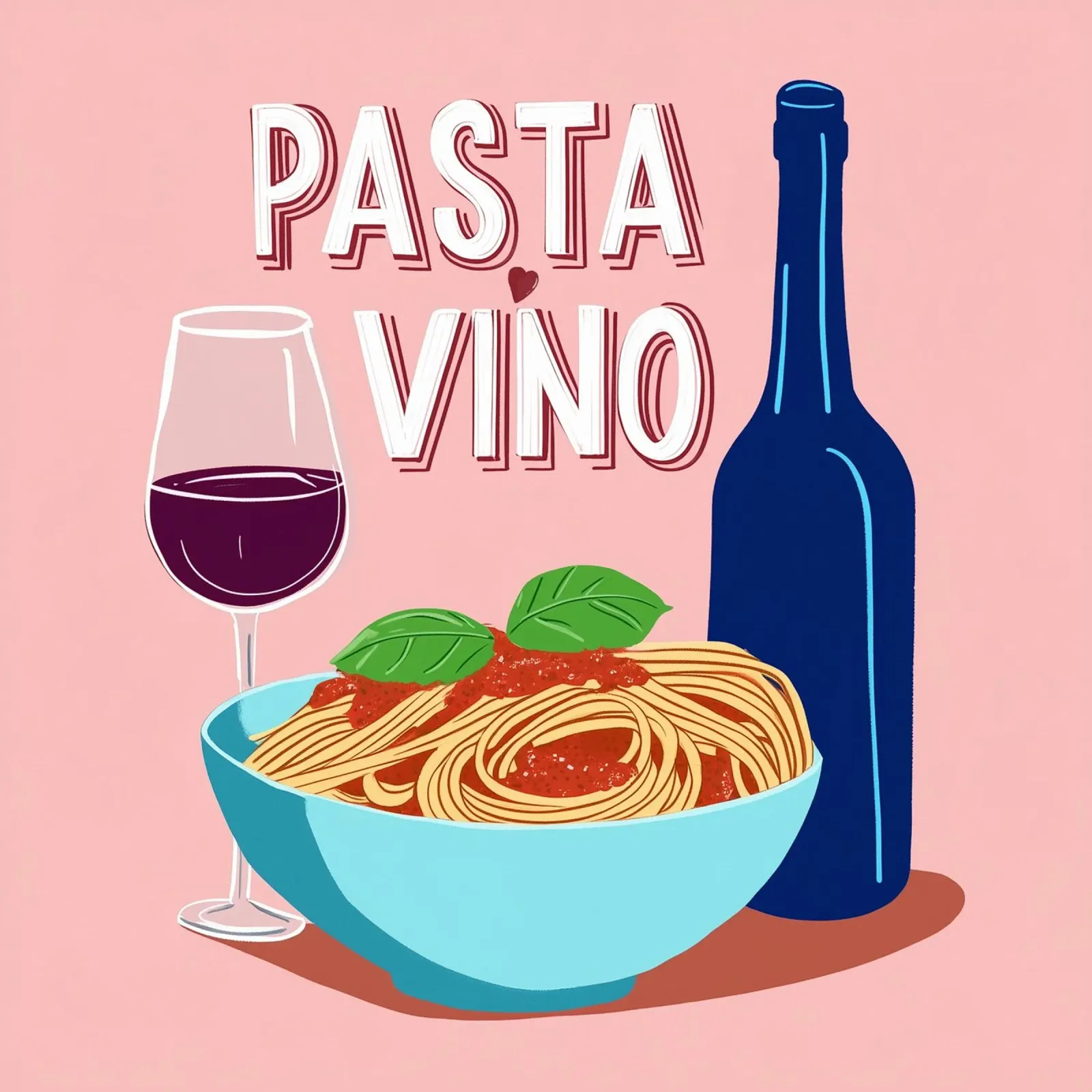 Verliebt in Spagetti & Vino Poster von Carinaprint